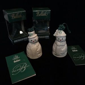 Belleek Snowman Ornaments